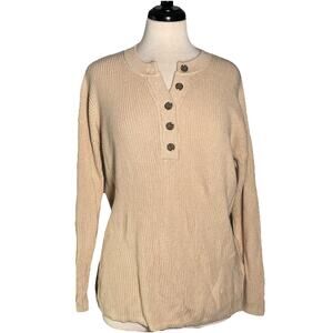 Aerie Women’s Knit Long Sleeve 100% Cotton Oversized Off-White Cardigan Medium